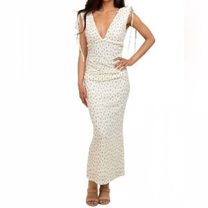 Bailey Rose Floral Ruched Midi Maxi Dress Cottagecore Bodycon Size Medium